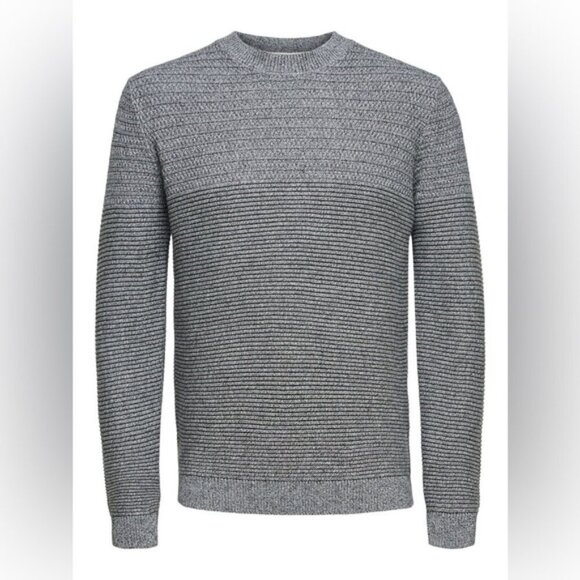 Selected Homme Men's twisted knit LS crew sweater jumper heather grey charcoal M - Picture 4 of 7